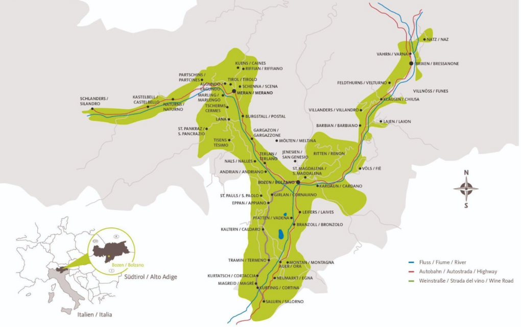 Maps of Alto Adige showing towns