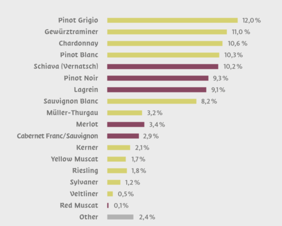 Image graphic of grape types and corresponding planting percentages