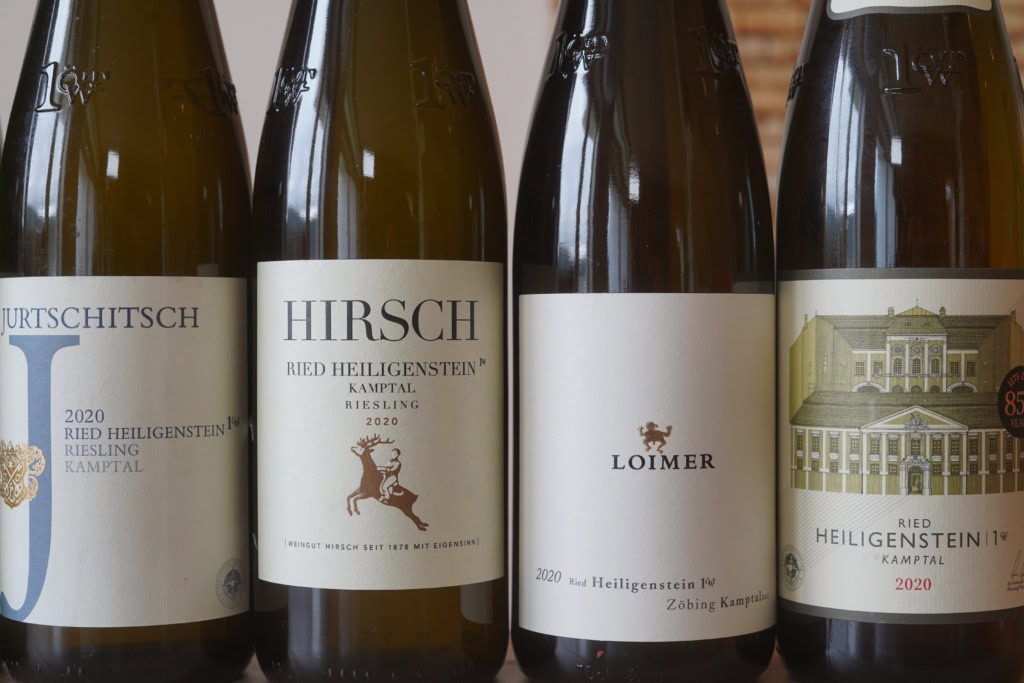 four bottles of wine from Heiligenstein vineyard in Austria